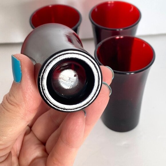 Anchor Hocking Royal Ruby 1.5 Oz Shot Whiskey Glasses Slender 3in Vtg Barware - Picture 4 of 6